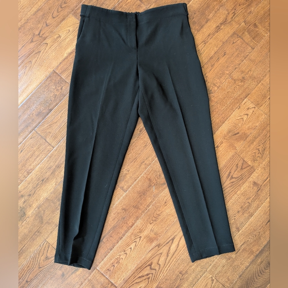 EUC Ladies Theory Black Slacks Pants Elastic Adjustable Waist Size 4